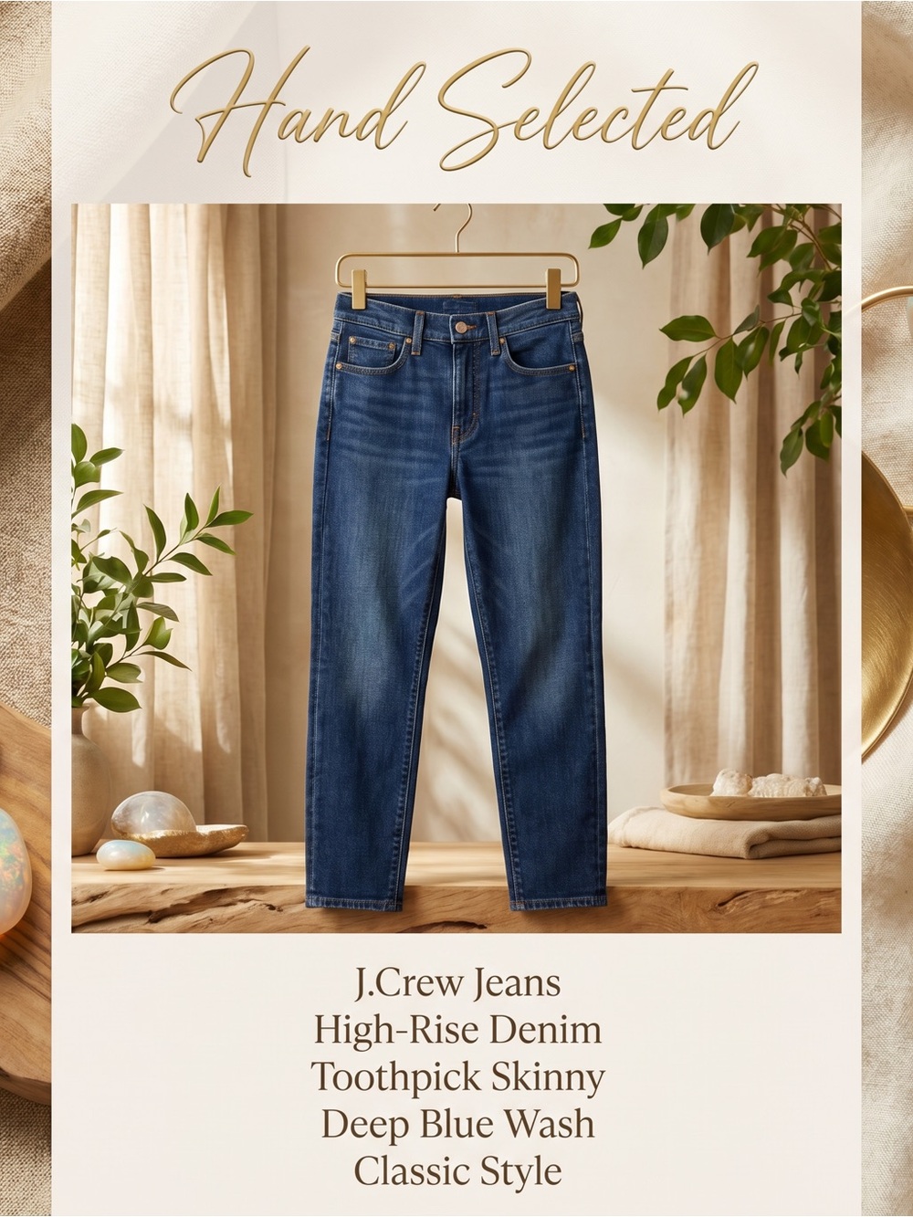 J Crew Toothpick High Rise Skinny Jean Dark Wash Quiet Luxury Minimalist 26